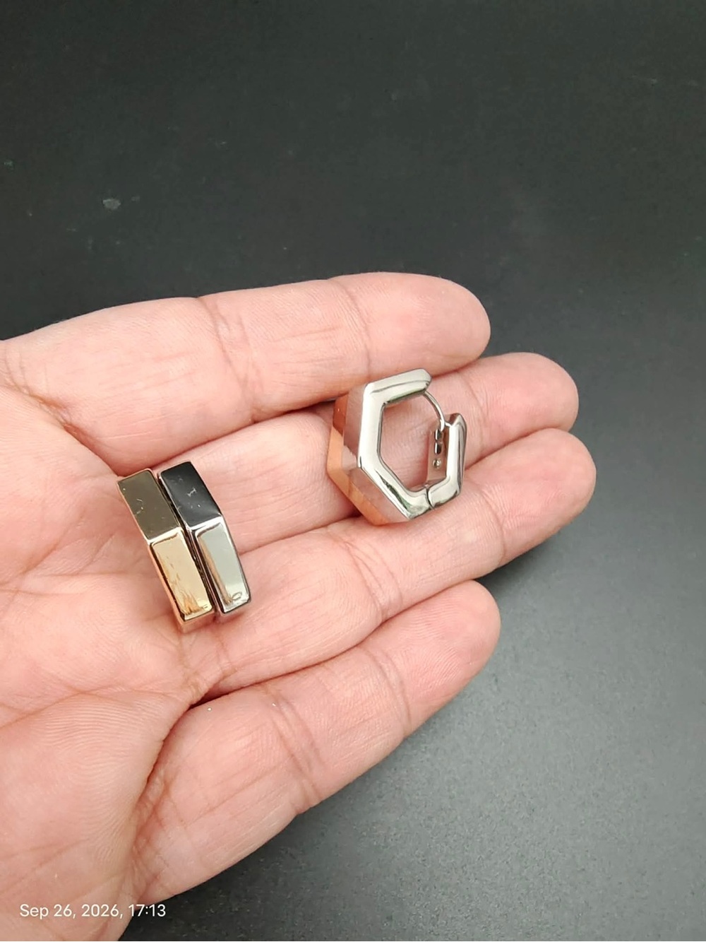NWOT ALLSAINTS Rue Hexagon Two-Tone Hoop Earrings $59